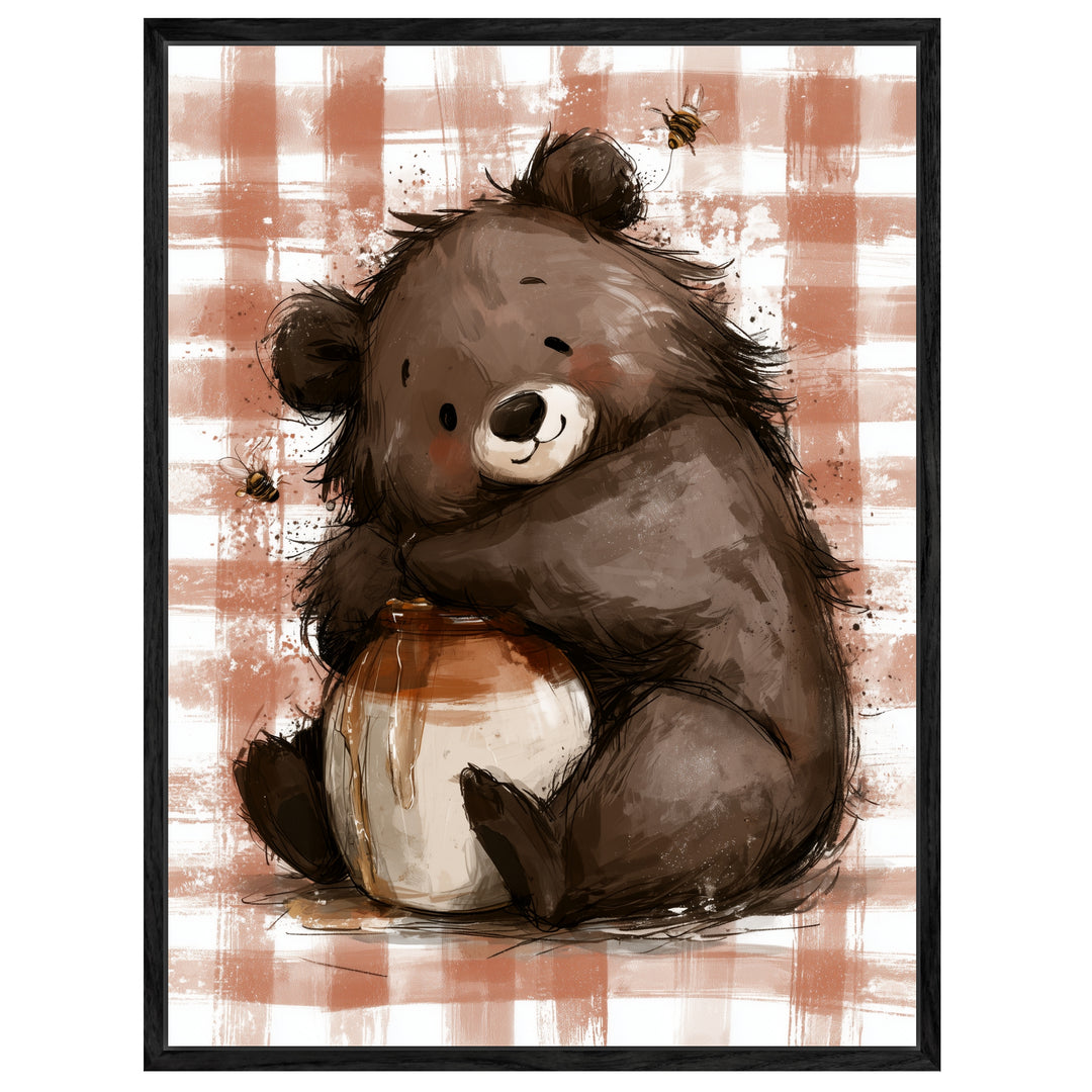 Bär mit Honigtopf Leinwandbild – Leinwandbild