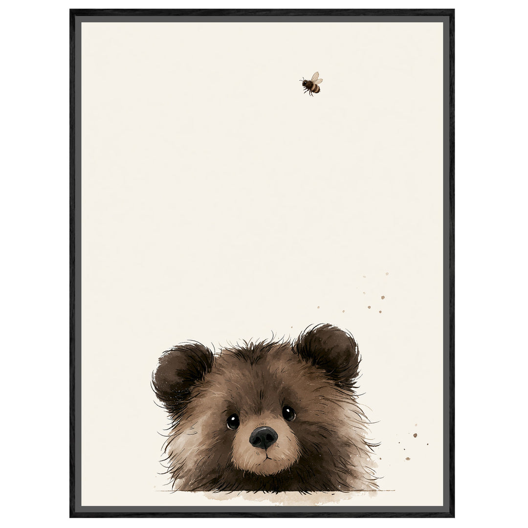 Bärchen und die Biene Leinwandbild – Leinwandbild