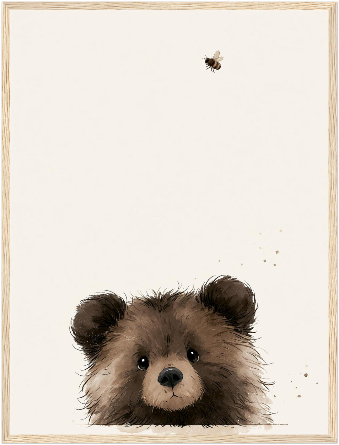 Bärchen und die Biene Poster – Holz natur Rahmen – Produktfoto