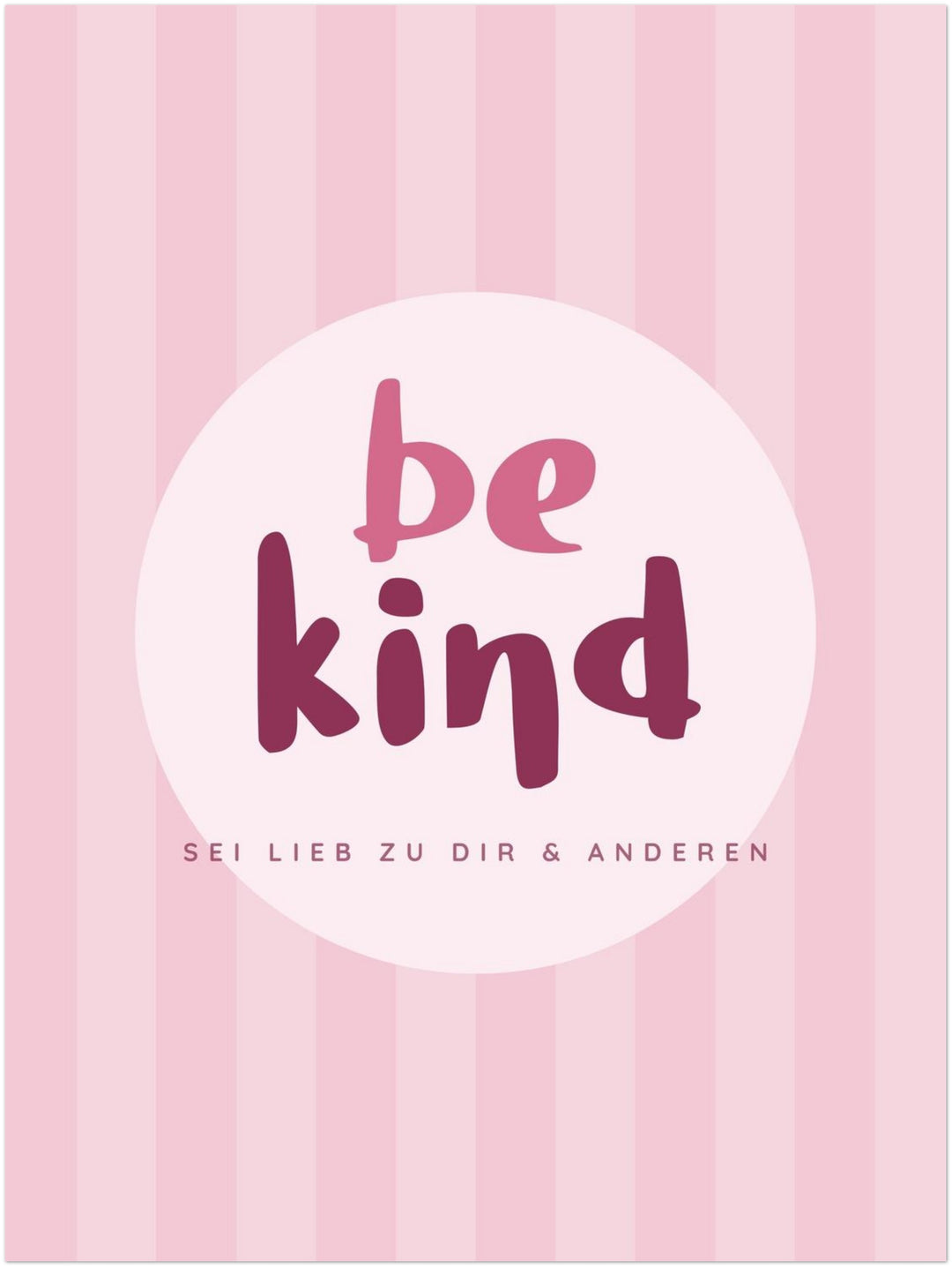 Be Kind rosa Streifen Leinwandbild – Ohne Rahmen – Produktfoto