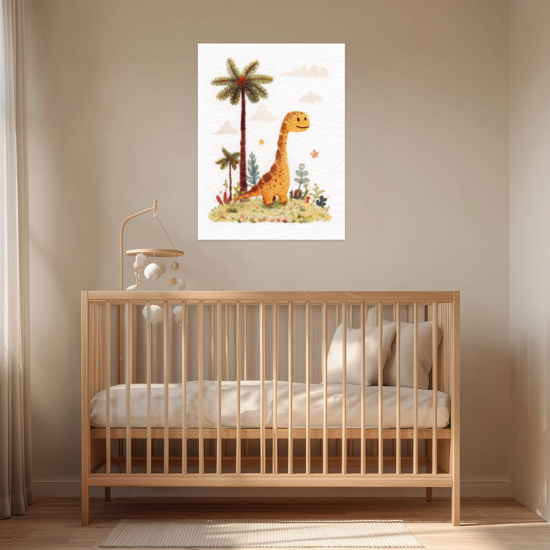 Dinosaurier mit Palmen Poster Kinderzimmer – mattes Kunstdruck-Papier – Ansicht 3