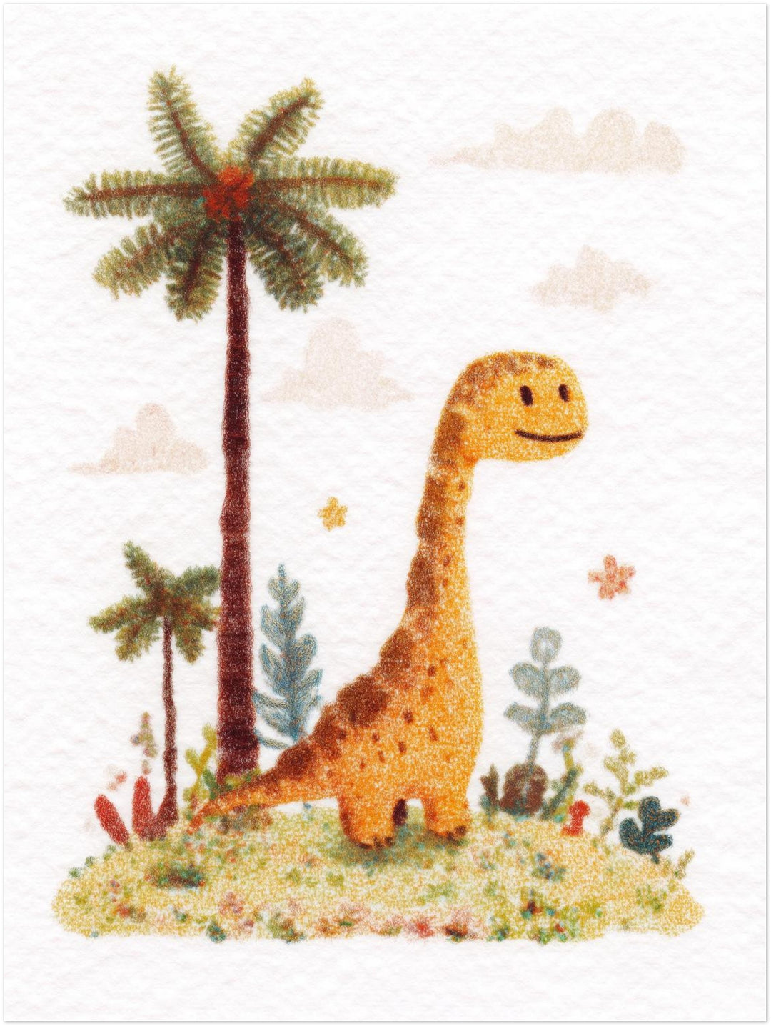 Dinosaurier mit Palmen Kinderzimmer – Wandkunst