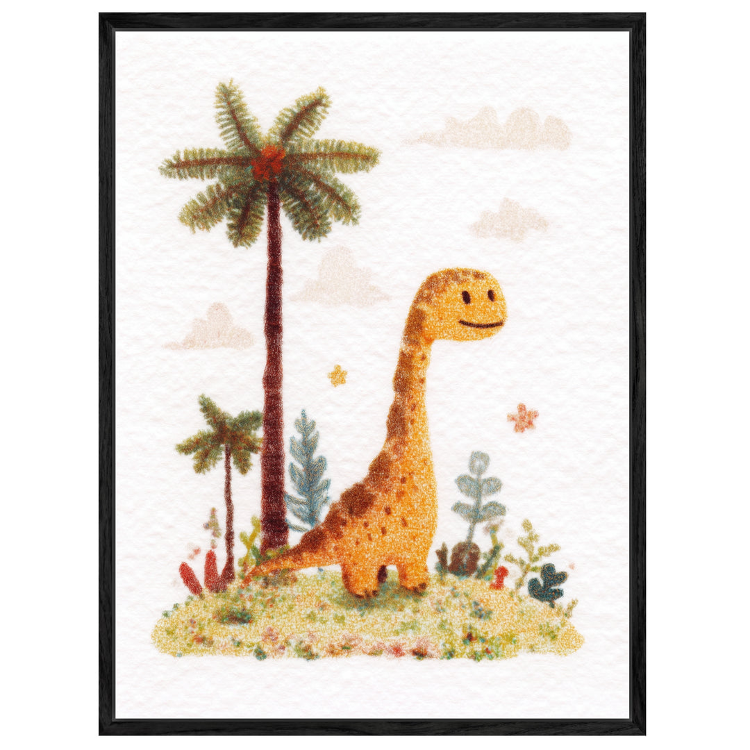 Dinosaurier mit Palmen Leinwandbild Kinderzimmer – Leinwand auf Holzrahmen – Ansicht 4