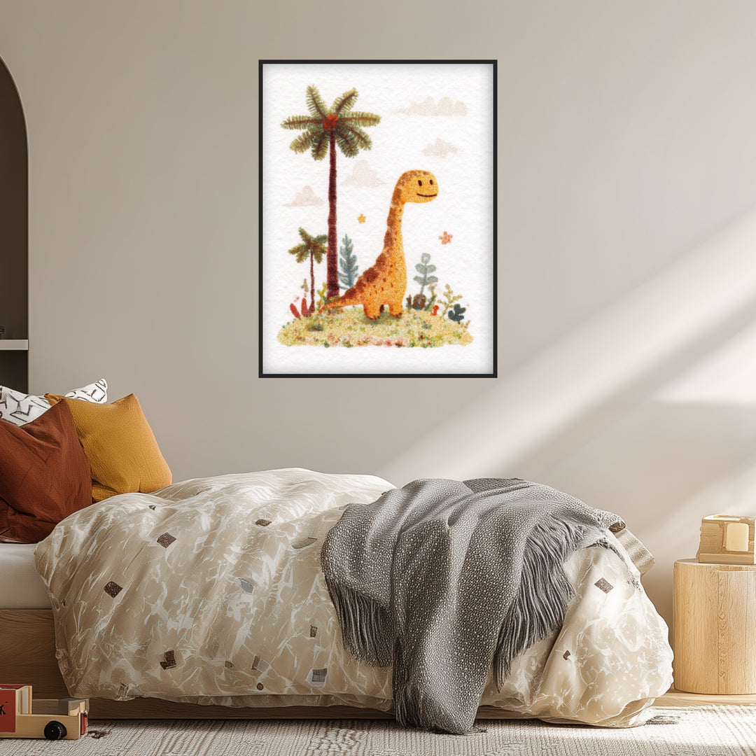 Dinosaurier mit Palmen Poster Kinderzimmer – mattes Kunstdruck-Papier – Ansicht 2