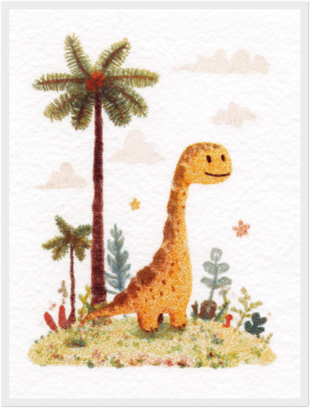 Dinosaurier mit Palmen Poster Kinderzimmer – mattes Kunstdruck-Papier – Ansicht 6