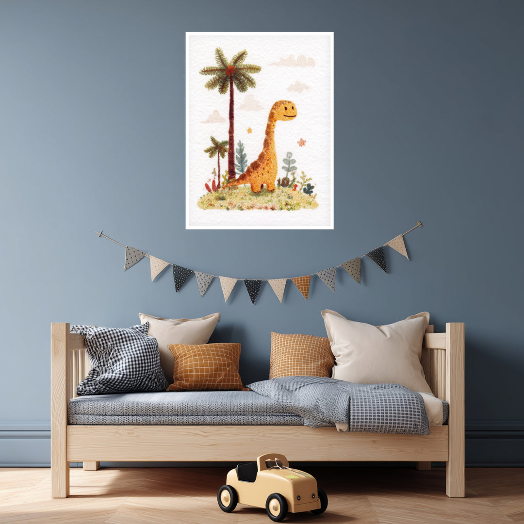 Dinosaurier mit Palmen Poster Kinderzimmer – mattes Kunstdruck-Papier – Ansicht 4