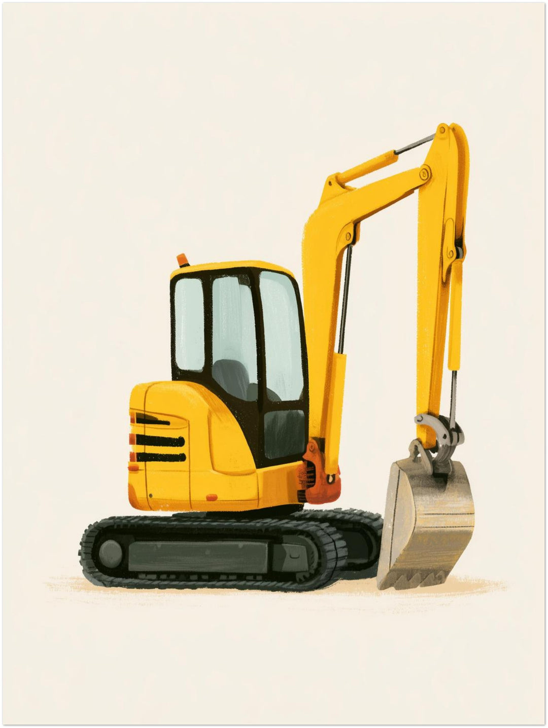Gelber Bagger im Einsatz Poster – Ohne Rahmen – Produktfoto