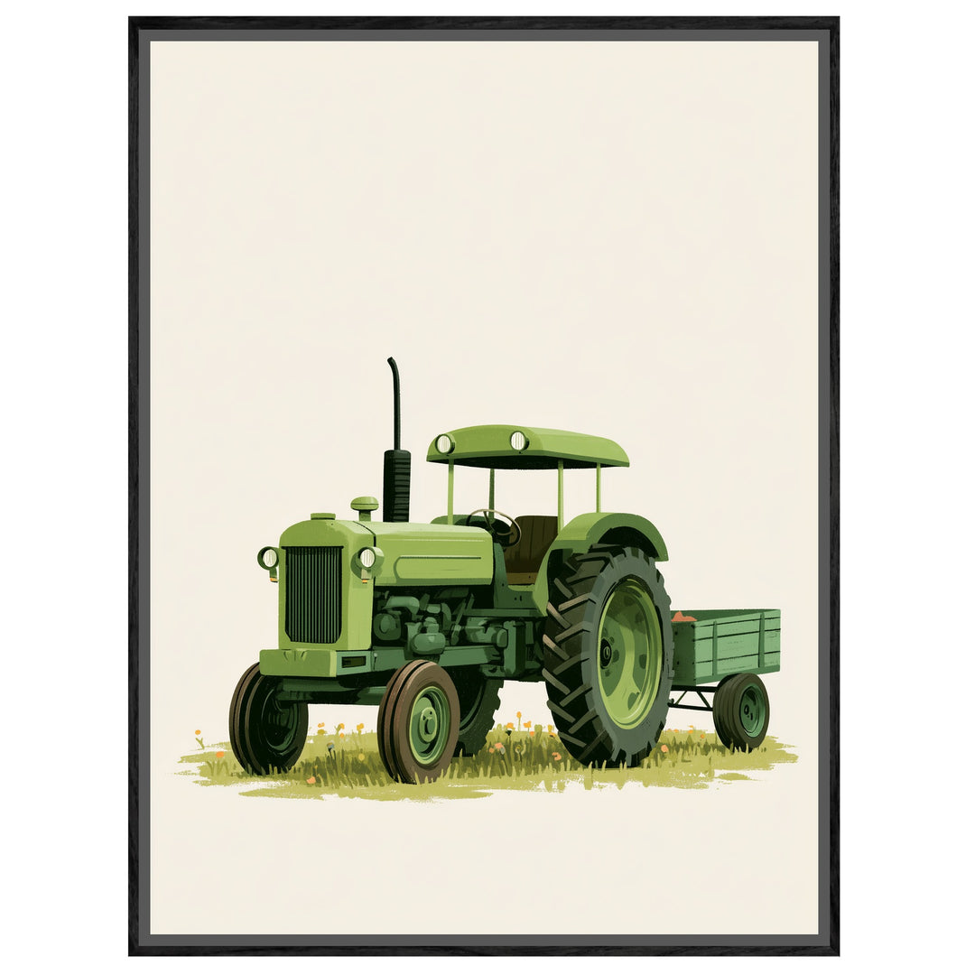 Grüner Traktor auf Wiese Leinwandbild – Leinwandbild