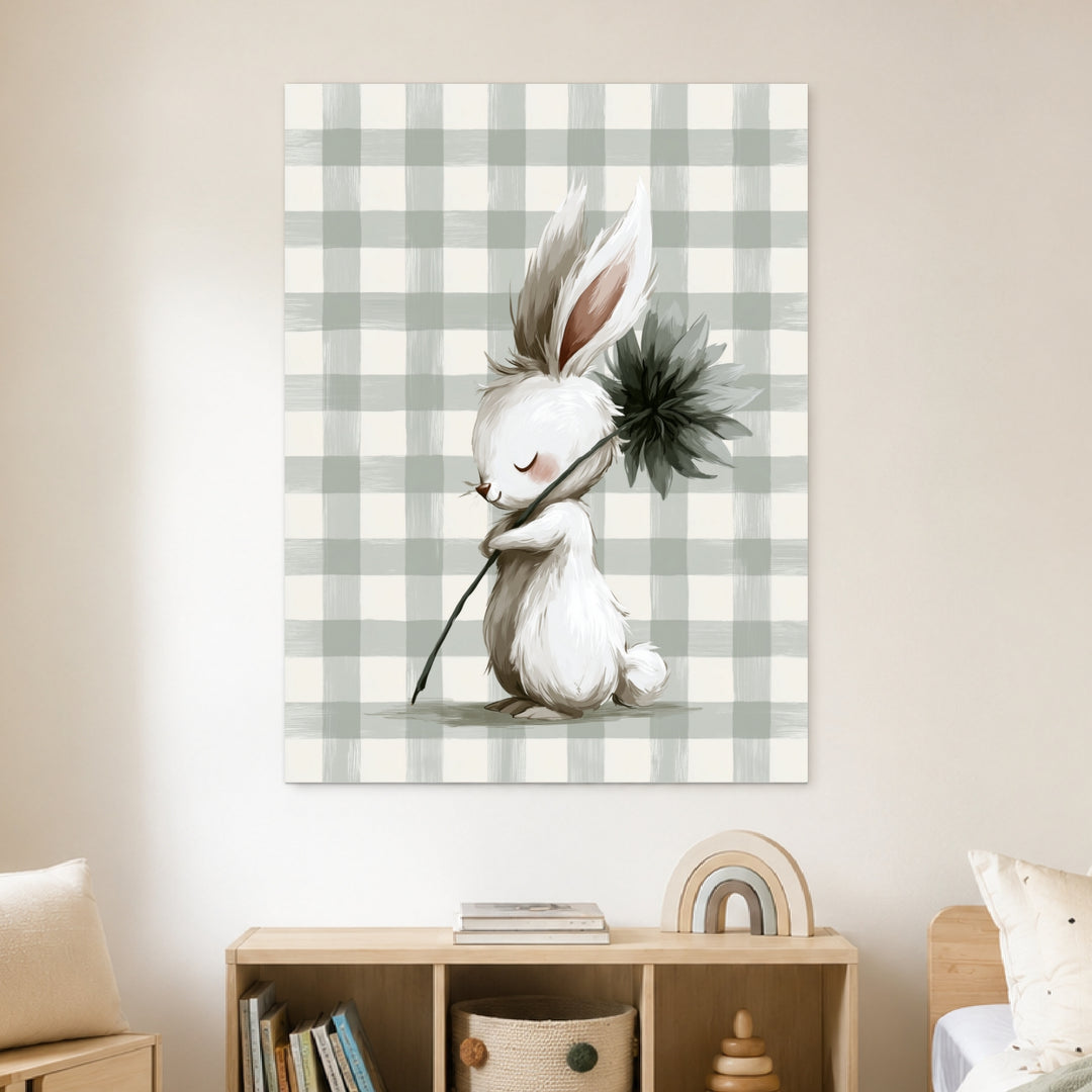 Häschen mit Blume Poster – Ohne Rahmen – Produktfoto