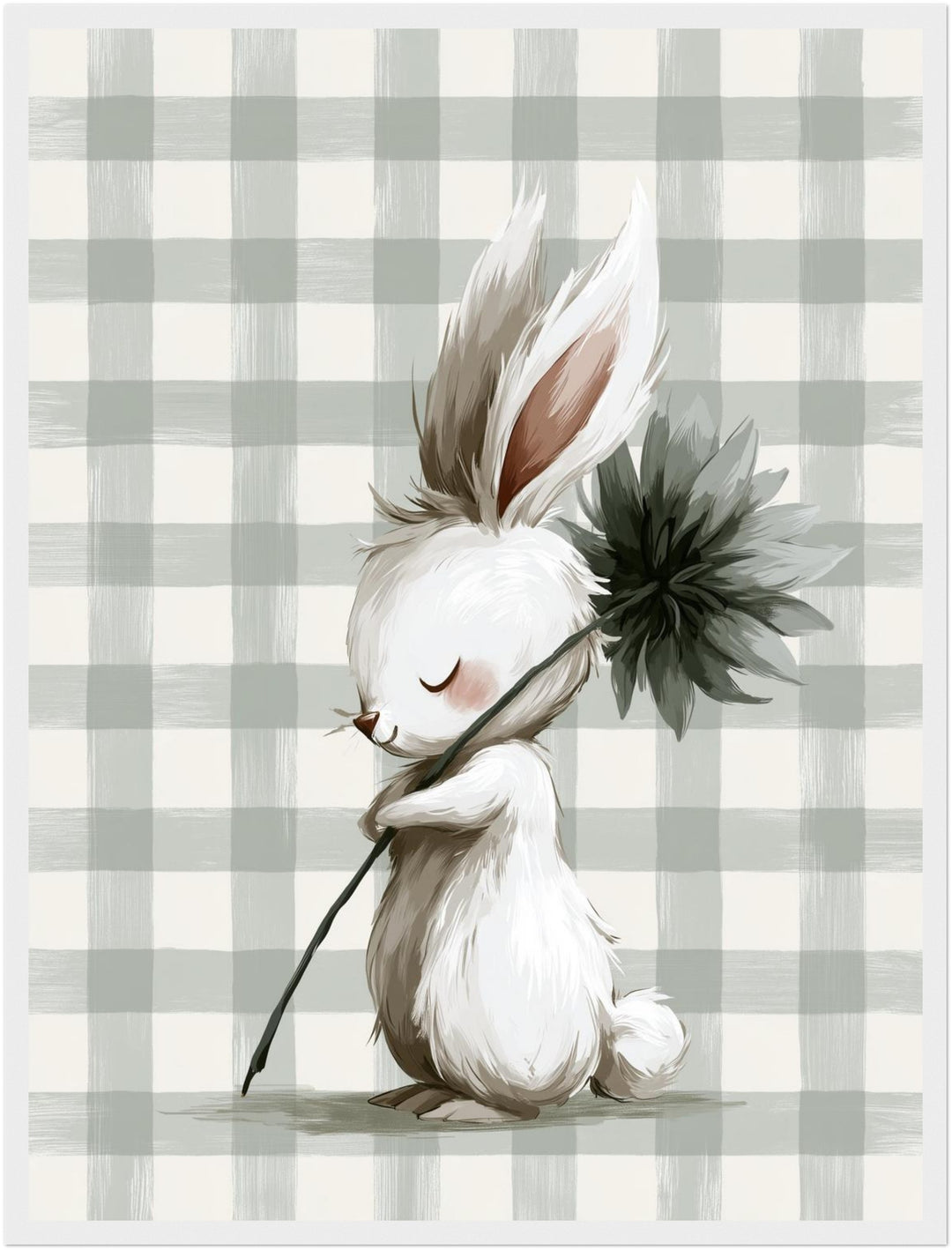 Häschen mit Blume Poster – Weißer Rahmen – Produktfoto