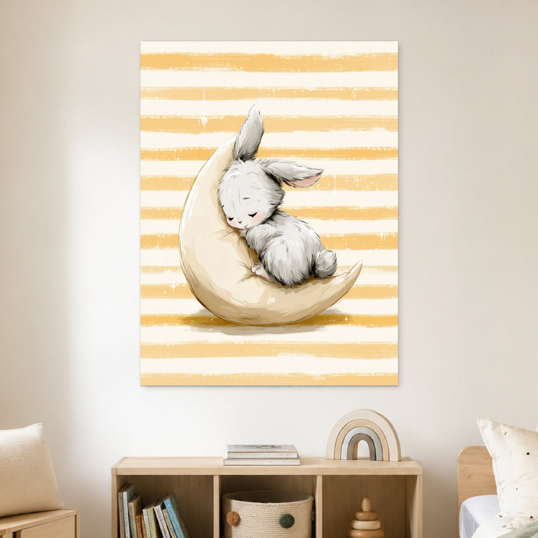 Häschen schläft auf Mond Poster – Ohne Rahmen – Produktfoto