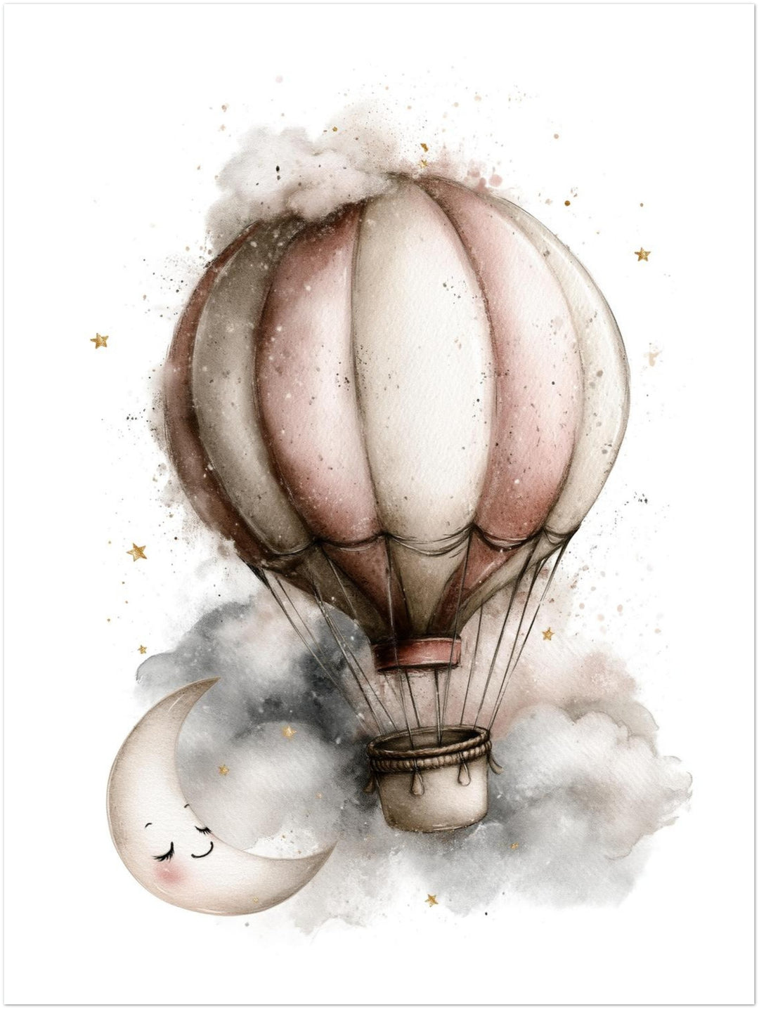 Mondnacht Heißluftballon Traum Leinwandbild – Ohne Rahmen – Produktfoto