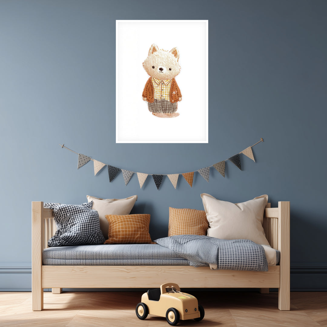 Babyfuchs im Hemd Poster Kinderzimmer – mattes Kunstdruck-Papier – Ansicht 3
