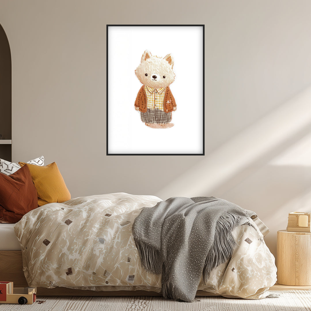 Babyfuchs im Hemd Poster Kinderzimmer – mattes Kunstdruck-Papier – Ansicht 2