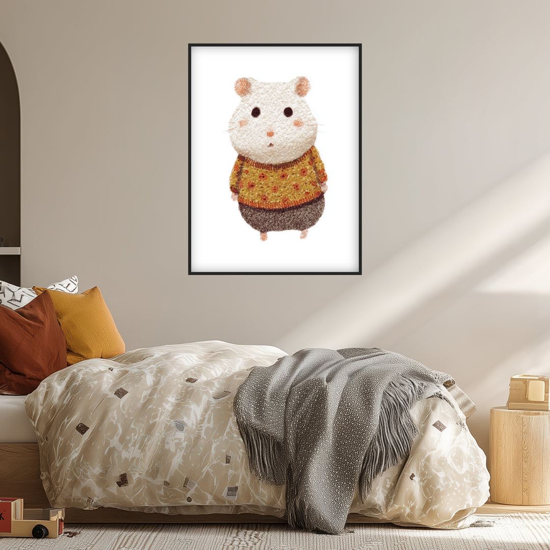 Babyhamster im Pullover Poster Kinderzimmer – mattes Kunstdruck-Papier – Ansicht 2