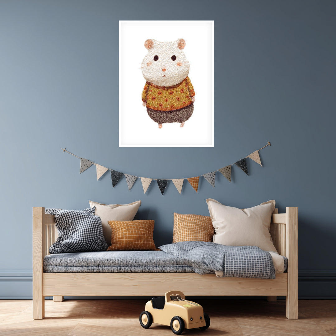 Babyhamster im Pullover Poster Kinderzimmer – mattes Kunstdruck-Papier – Ansicht 4