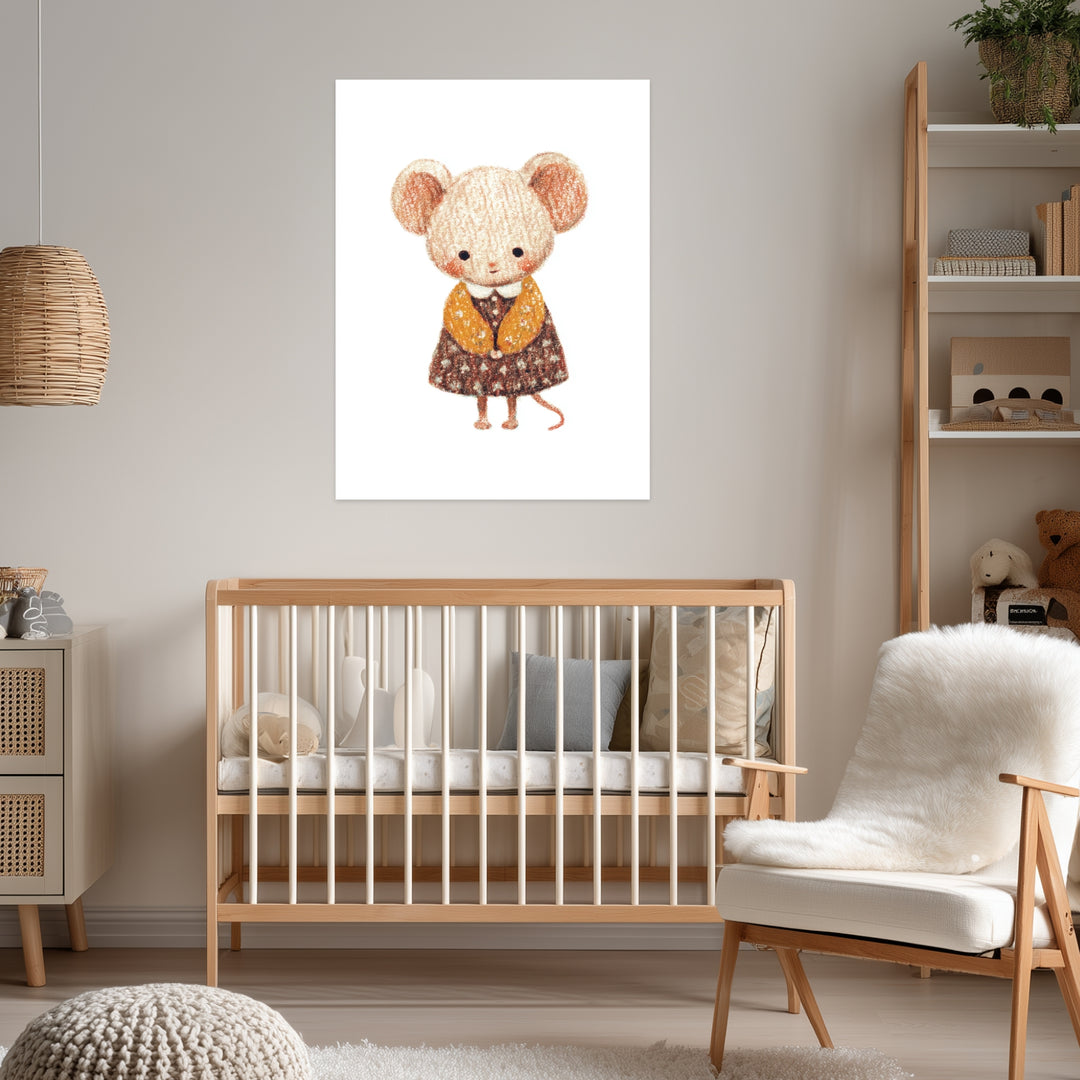 Babymaus im Kleid Poster Kinderzimmer – mattes Kunstdruck-Papier – Ansicht 3