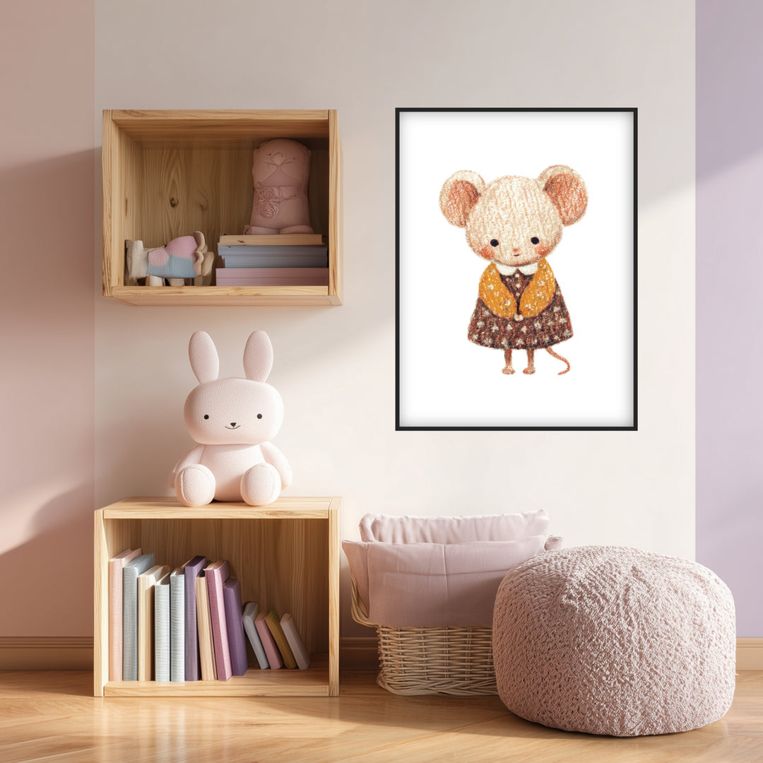 Babymaus im Kleid Poster Kinderzimmer – mattes Kunstdruck-Papier – Ansicht 2