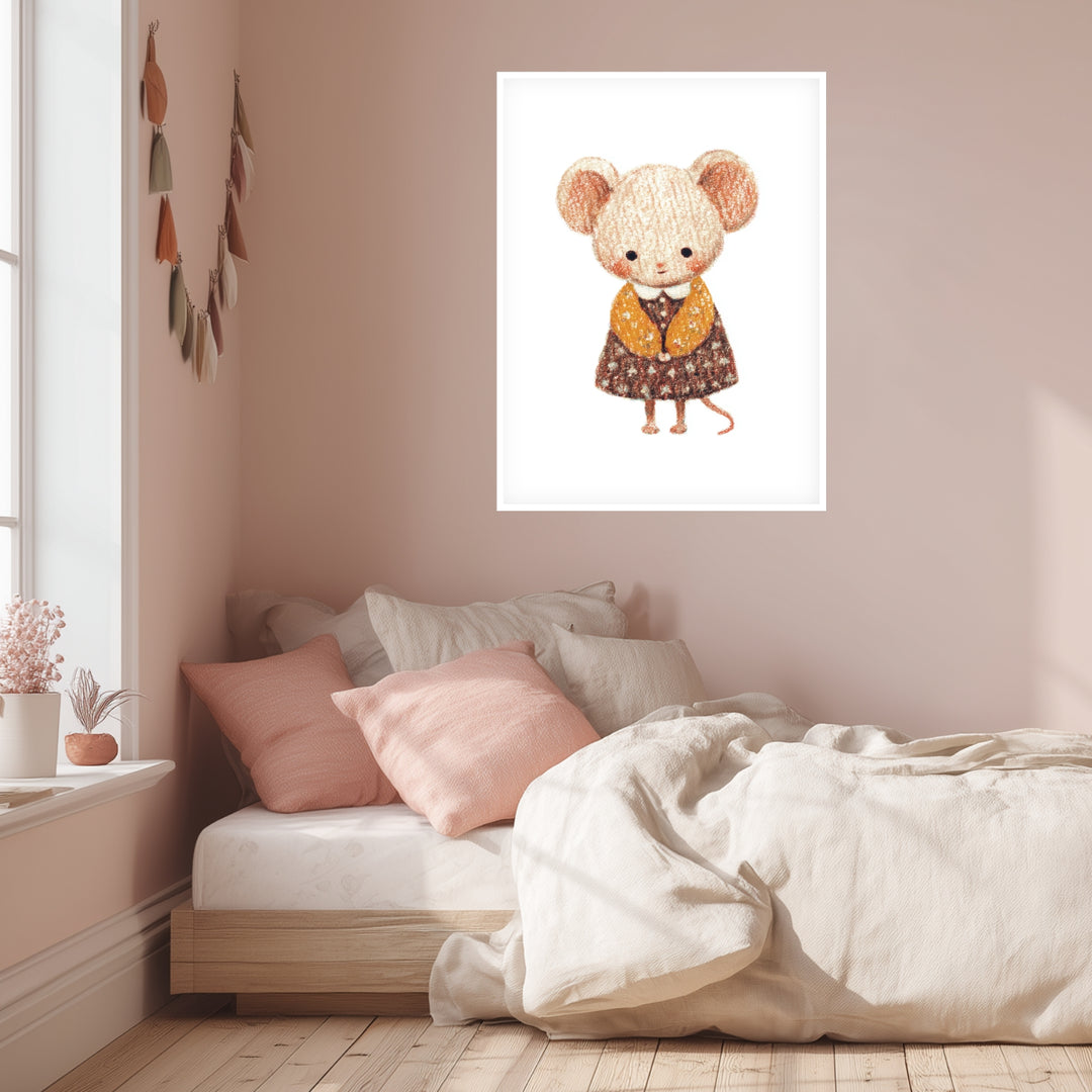 Babymaus im Kleid Poster Kinderzimmer – mattes Kunstdruck-Papier – Ansicht 4