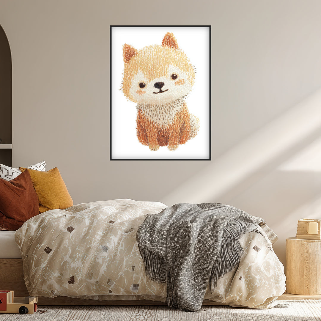 Babyshiba im Pullover Poster Kinderzimmer – mattes Kunstdruck-Papier – Ansicht 2