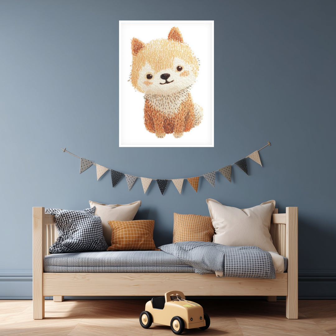 Babyshiba im Pullover Poster Kinderzimmer – mattes Kunstdruck-Papier – Ansicht 4