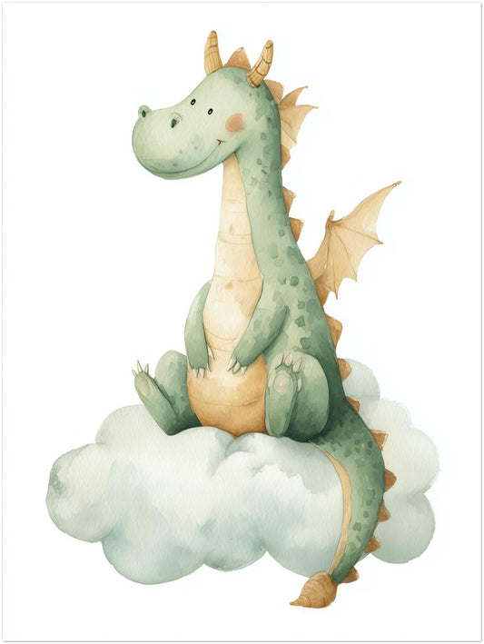 Freundlicher Drache auf Wolke Poster