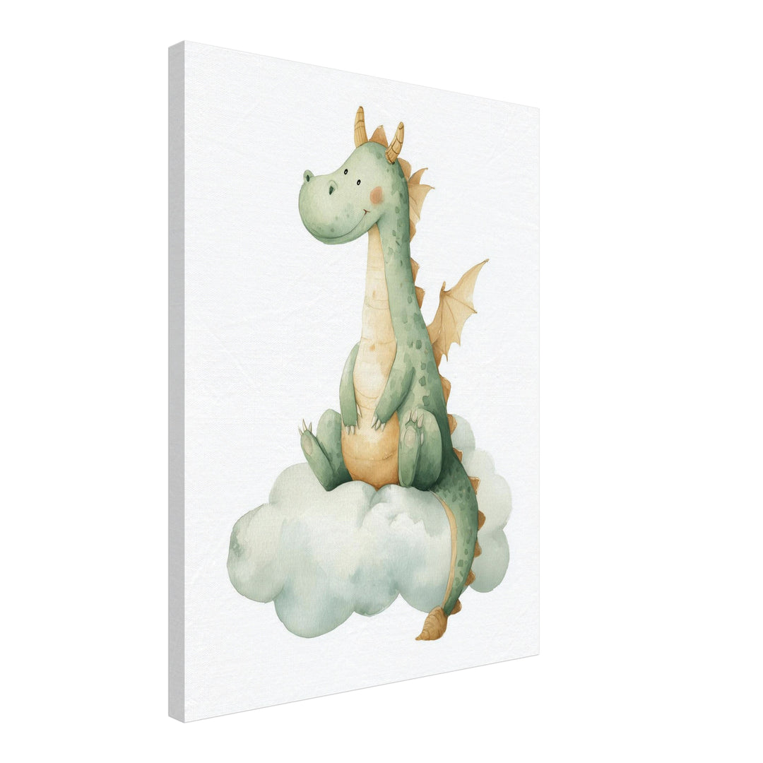 Freundlicher Drache auf Wolke Leinwandbild abstrakt – Leinwand auf Holzrahmen – Ansicht 4