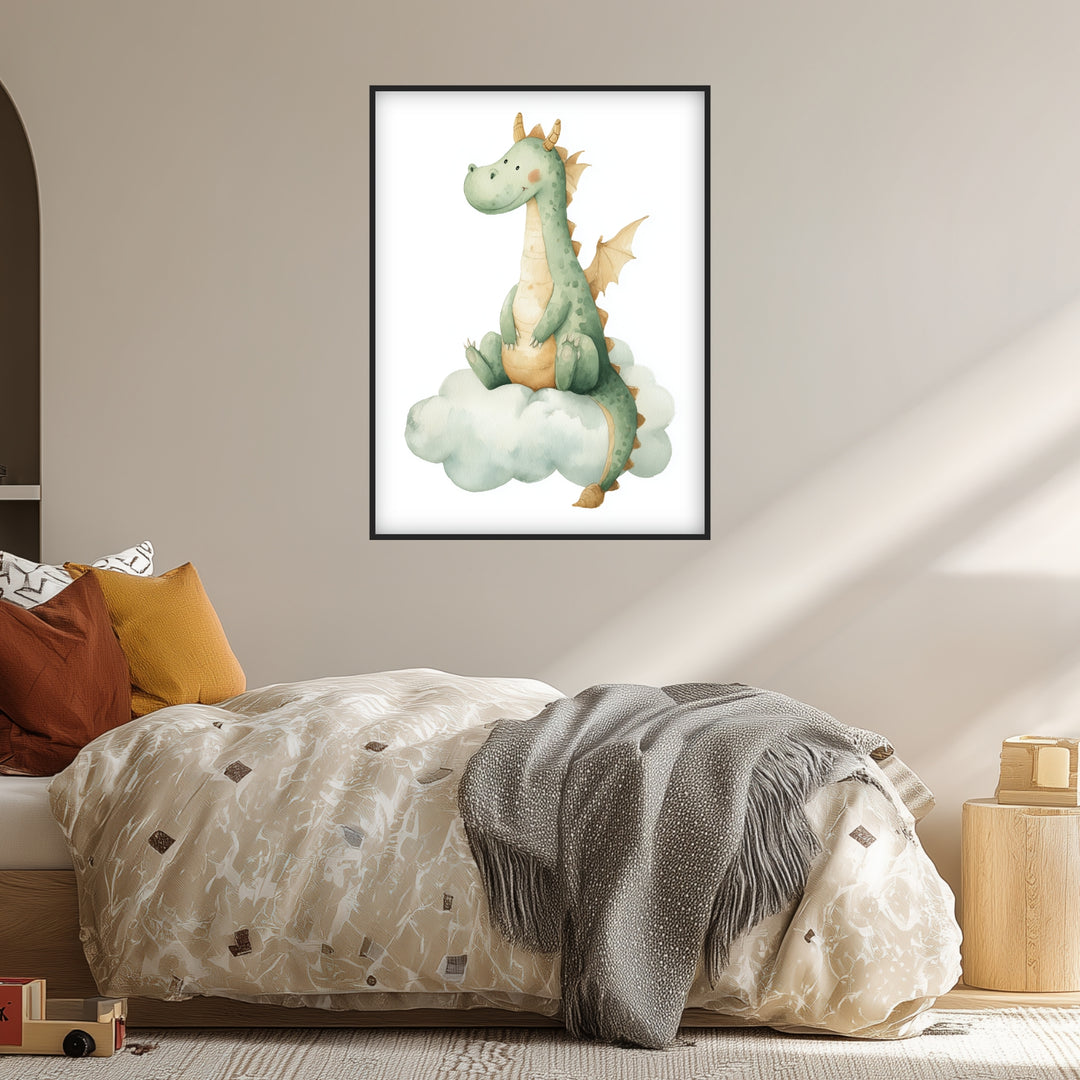 Freundlicher Drache auf Wolke Poster abstrakt – mattes Kunstdruck-Papier – Ansicht 5