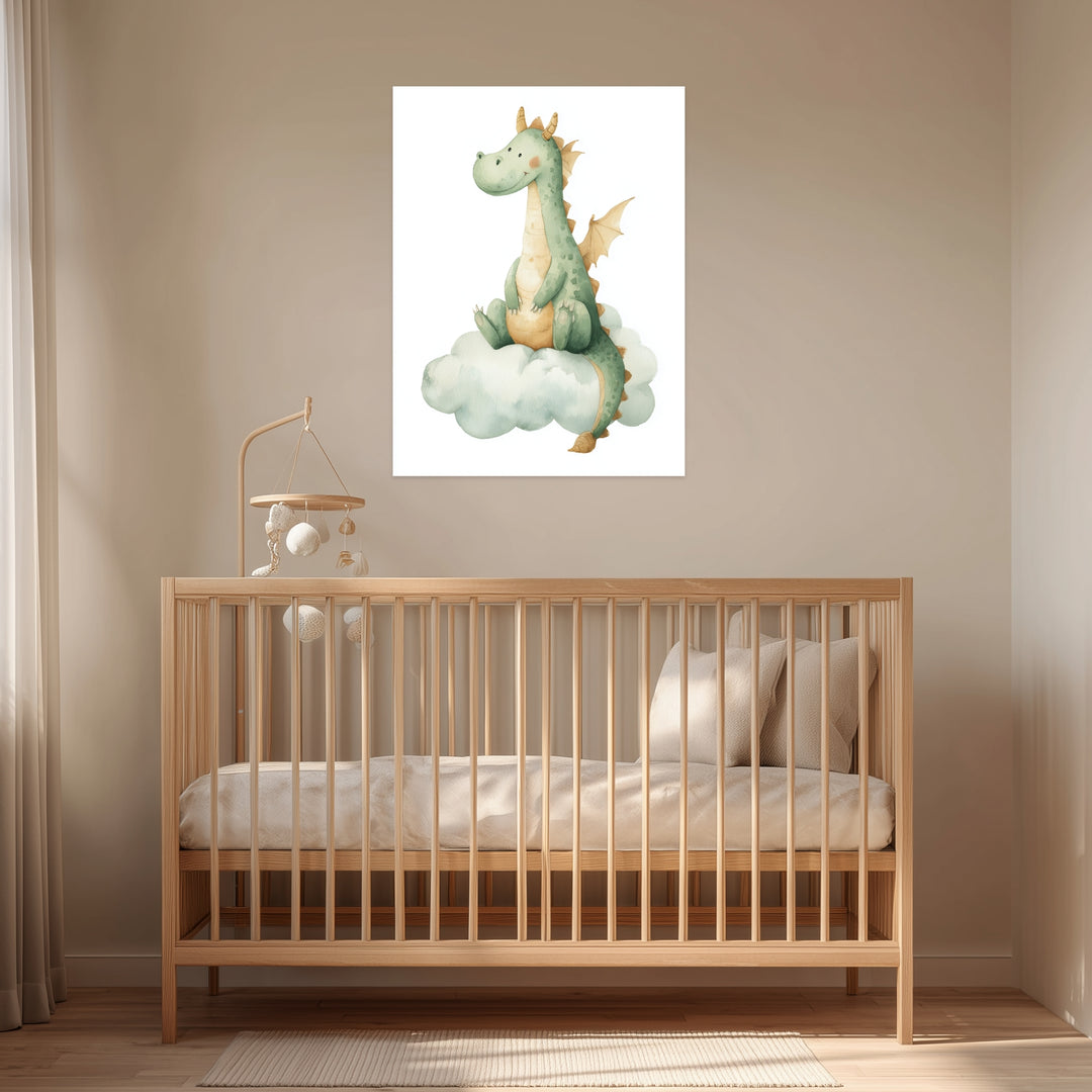 Freundlicher Drache auf Wolke Poster abstrakt – mattes Kunstdruck-Papier – Ansicht 6