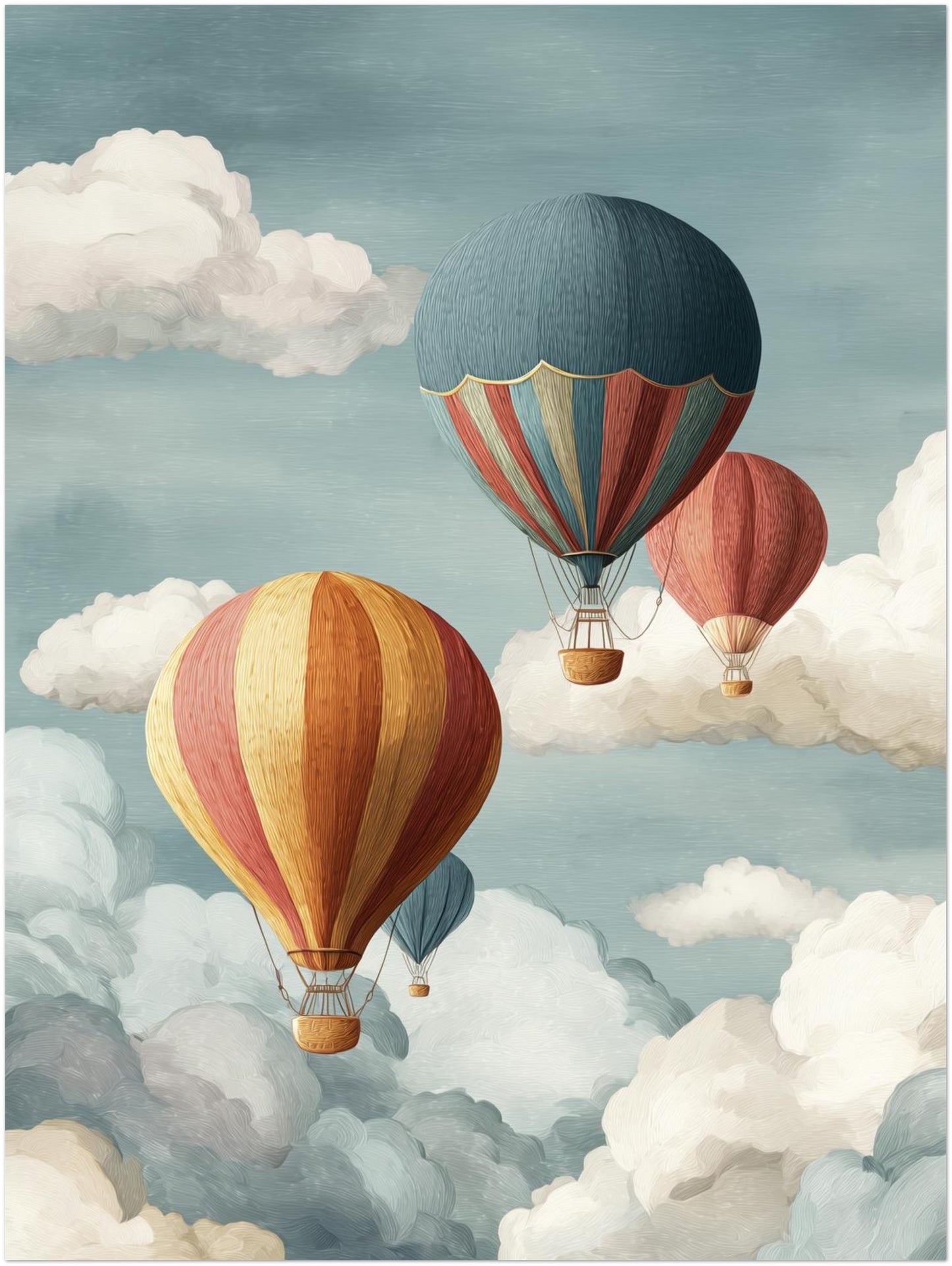 Heißluftballons in Wolken Poster
