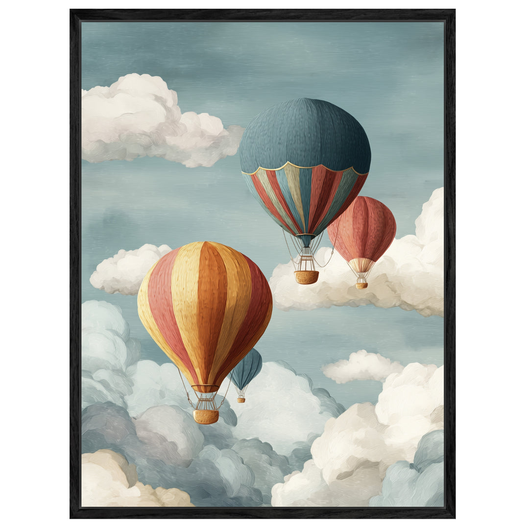 Heißluftballons in Wolken Leinwandbild abstrakt – Leinwand auf Holzrahmen – Ansicht 4