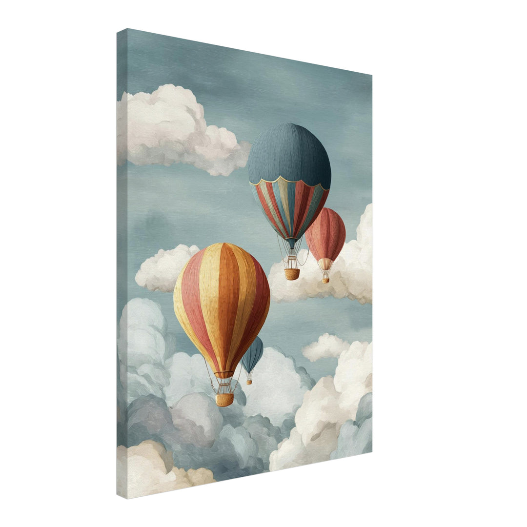 Heißluftballons in Wolken Leinwandbild abstrakt – Leinwand auf Holzrahmen – Ansicht 2