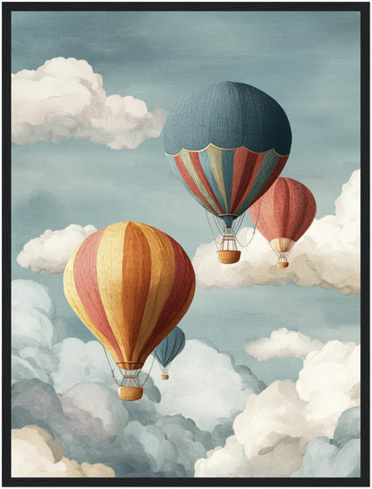 Heißluftballons in Wolken Poster