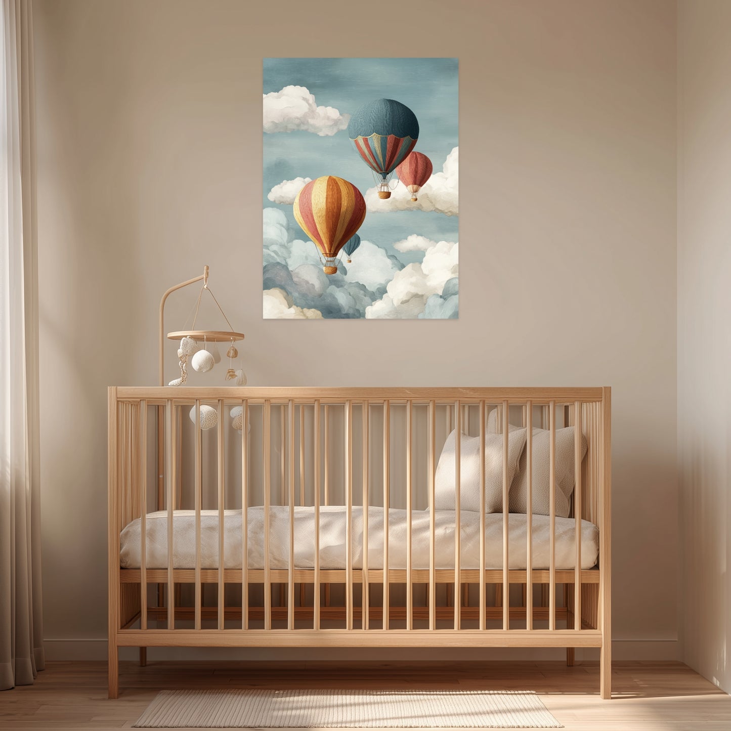 Heißluftballons in Wolken Poster