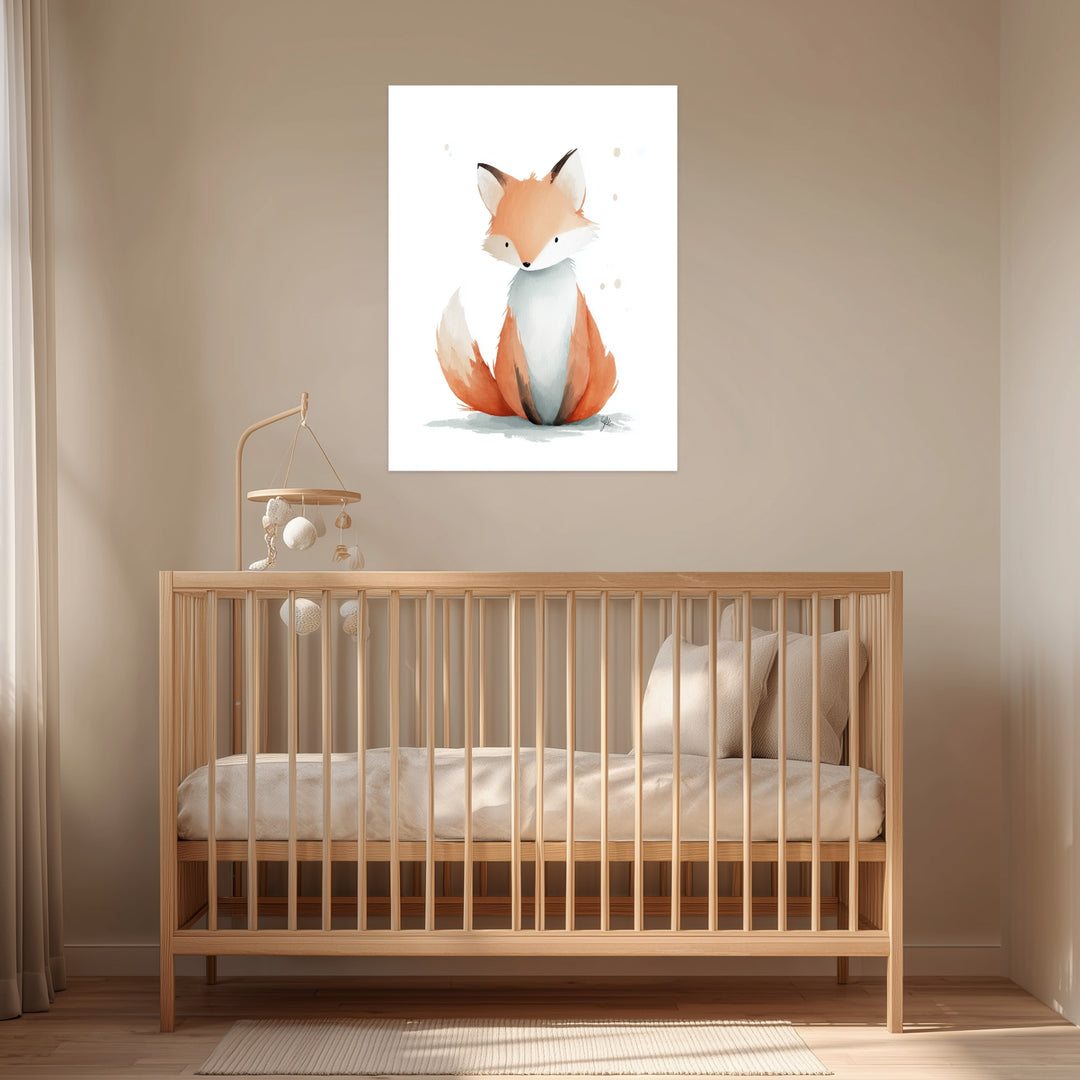 Ruhender Fuchs Illustration Leinwandbild abstrakt – Leinwand auf Holzrahmen – Ansicht 3