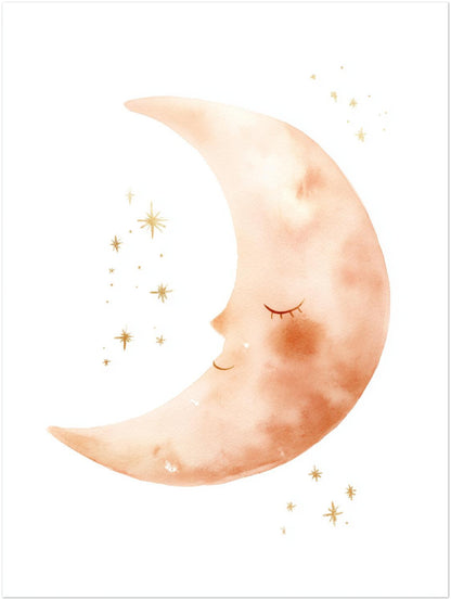 Schlafender Mond Aquarell Poster