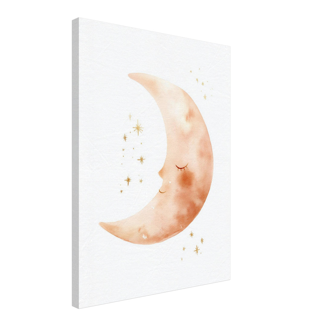 Schlafender Mond Aquarell Leinwandbild abstrakt – Leinwand auf Holzrahmen – Ansicht 2