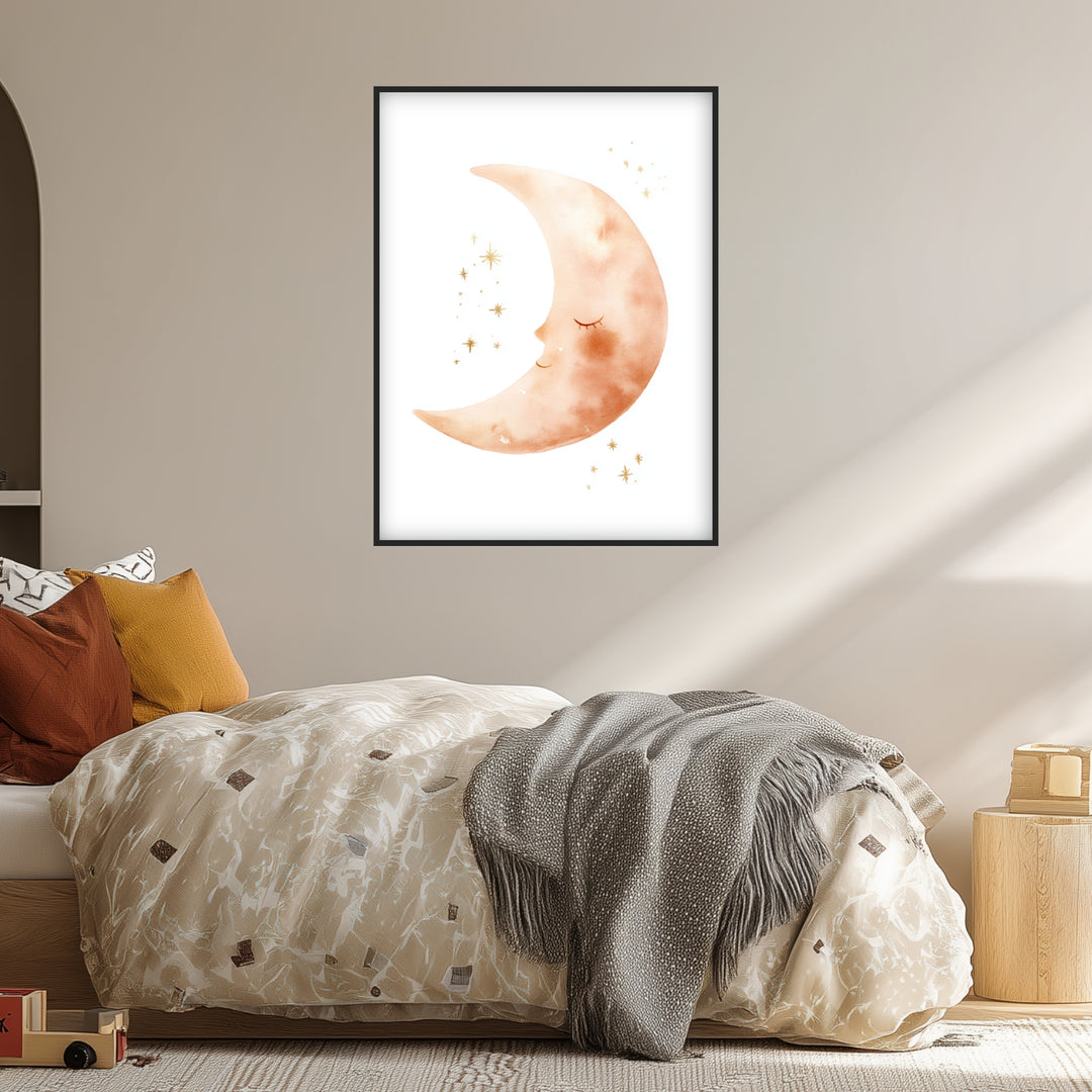 Schlafender Mond Aquarell Poster abstrakt – mattes Kunstdruck-Papier – Ansicht 3