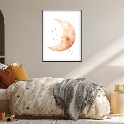 Schlafender Mond Aquarell Poster