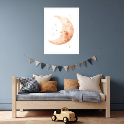 Schlafender Mond Aquarell Poster