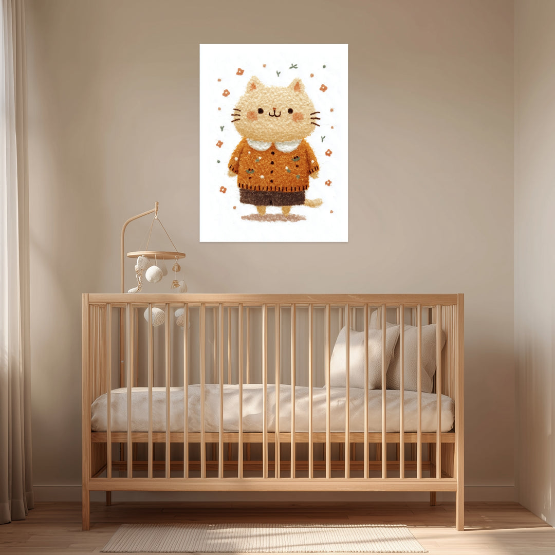 Katze im Pullover Poster Kinderzimmer – mattes Kunstdruck-Papier – Ansicht 3