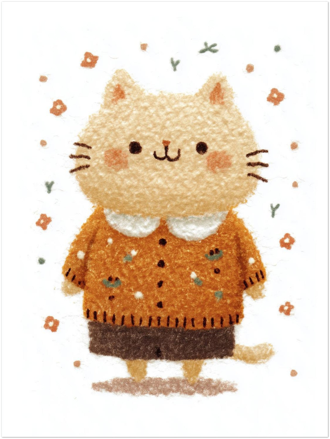 Katze im Pullover Kinderzimmer – Wandkunst