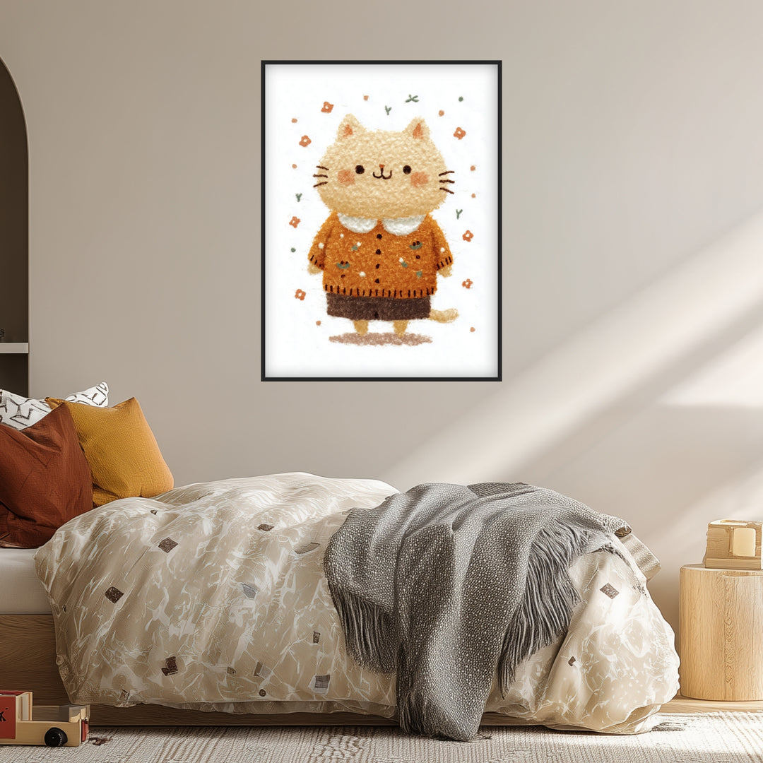 Katze im Pullover Poster Kinderzimmer – mattes Kunstdruck-Papier – Ansicht 2