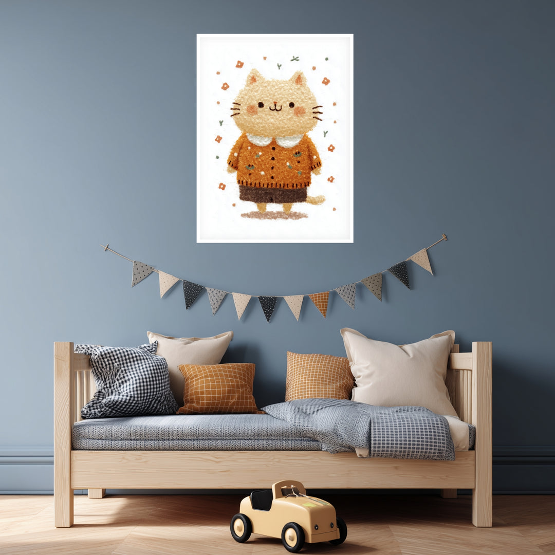 Katze im Pullover Poster Kinderzimmer – mattes Kunstdruck-Papier – Ansicht 4