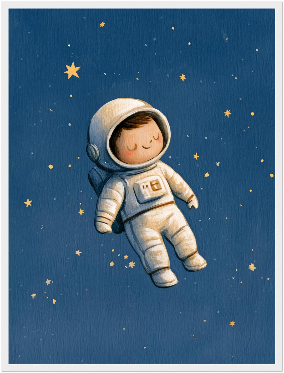 Schlafender Astronaut im Sternenmeer Poster – Weißer Rahmen – Produktfoto