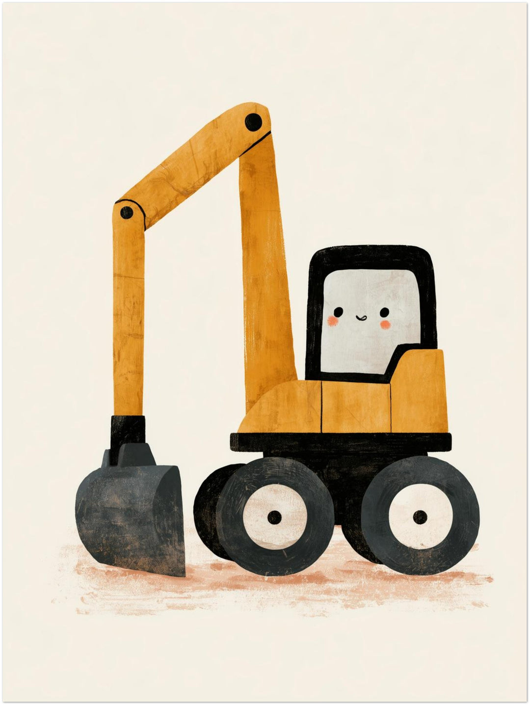 Fröhlicher Bagger auf Rädern Poster – Ohne Rahmen – Produktfoto