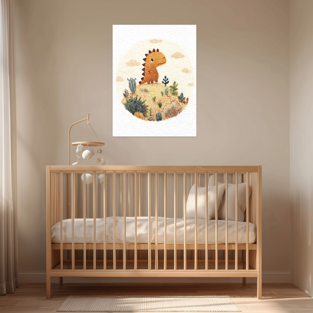 Kleiner Dinosaurier Landschaft Poster Kinderzimmer – mattes Kunstdruck-Papier – Ansicht 3