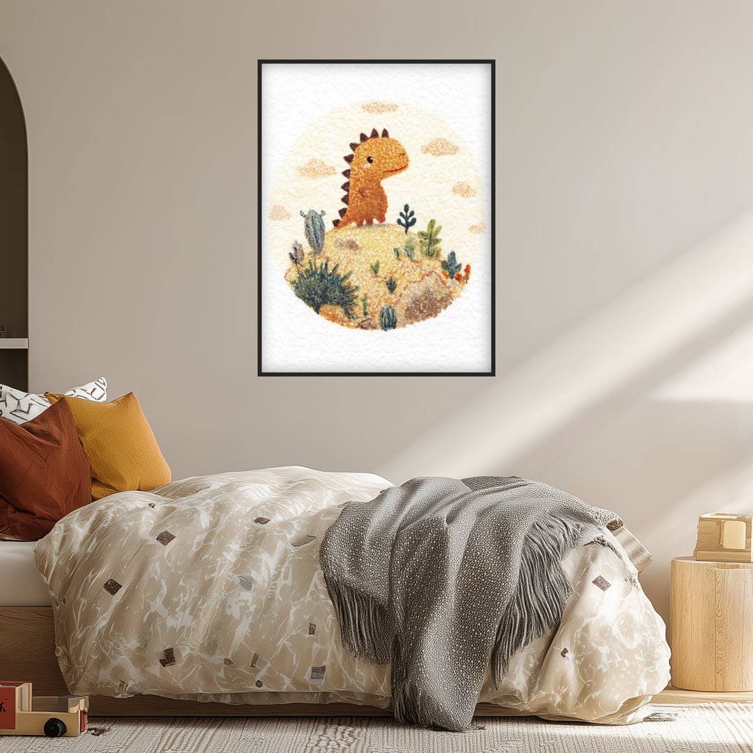 Kleiner Dinosaurier Landschaft Poster Kinderzimmer – mattes Kunstdruck-Papier – Ansicht 2