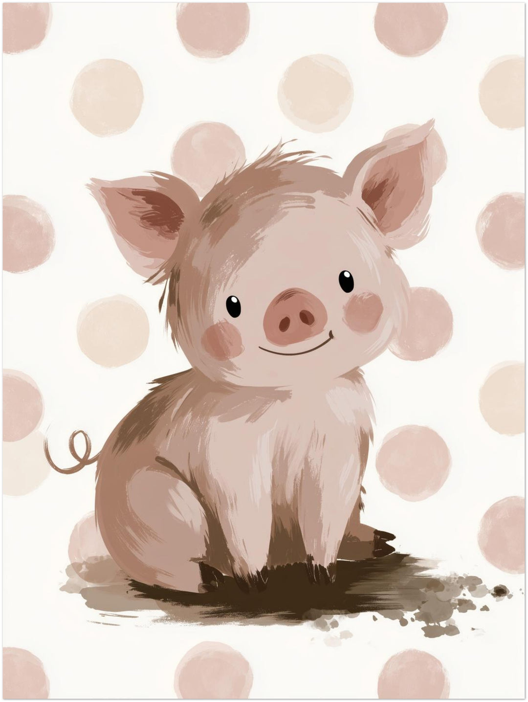 Kleines Schweinchen Aquarell Leinwandbild – Ohne Rahmen – Produktfoto