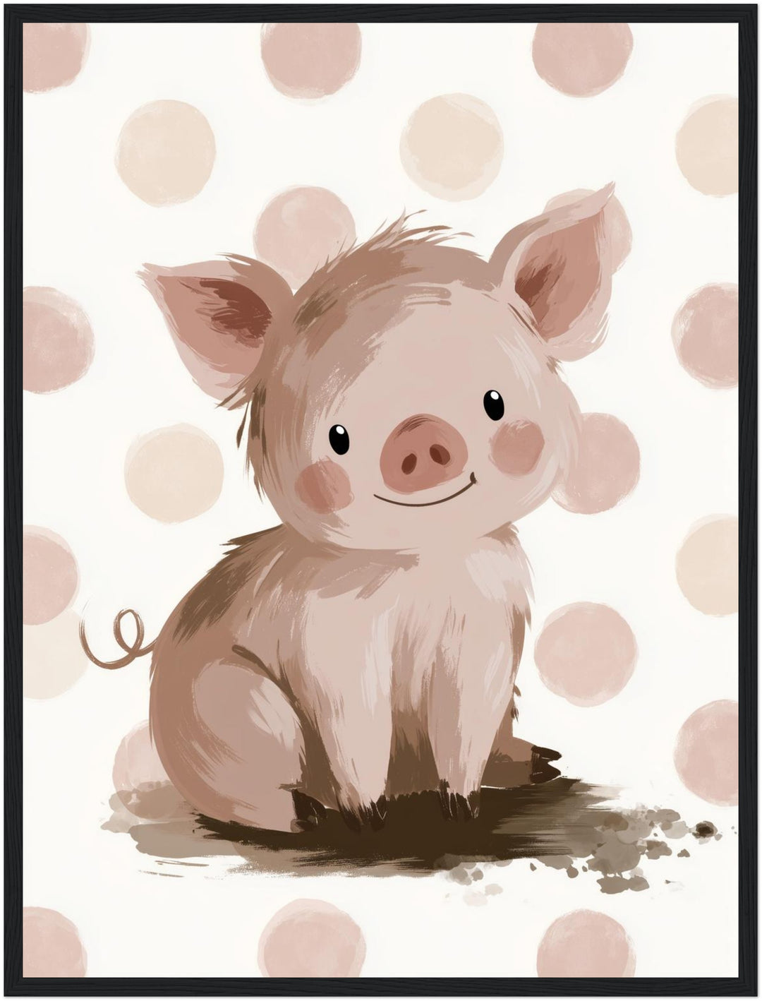 Kleines Schweinchen Aquarell Poster – Schwarzer Rahmen – Produktfoto